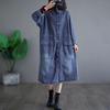 Plus Size 2024 Spring Women Denim Coat Cotton Casual Vintage Long Jacket Loose Oversized Pockets
