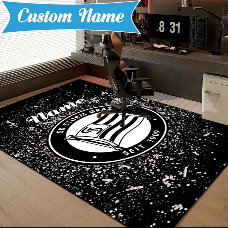 Custom Name Sturm Graz Crest Emblem Rug Game Carpet, Floor Mat for Bedroom Living Room Entryway Rug, Home Decor Idea Gift for Christmas birthday