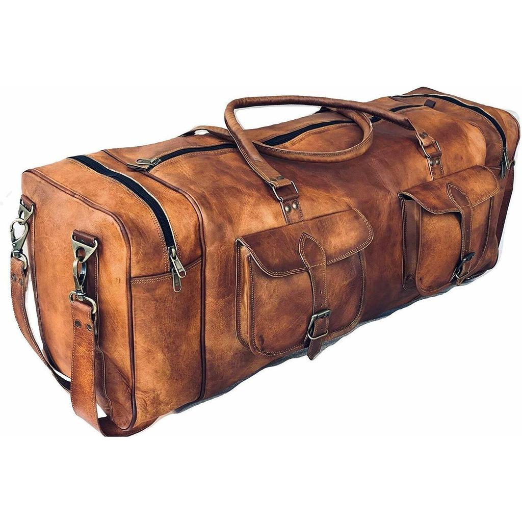 Men's OverSize Leather Vintage All Belonging Duffle Travel Weekend Overnight Bag