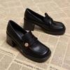 British Style Spring and Autumn Small Leather Shoes Single Shoes 2024 Lazy Loafer New Thick Heel Retro French High Heel Platform Women's Shoes