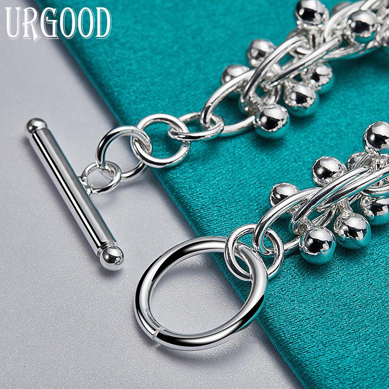 Браслет из бисера винограда из стерлингового серебра 925 пробы, модные украшения