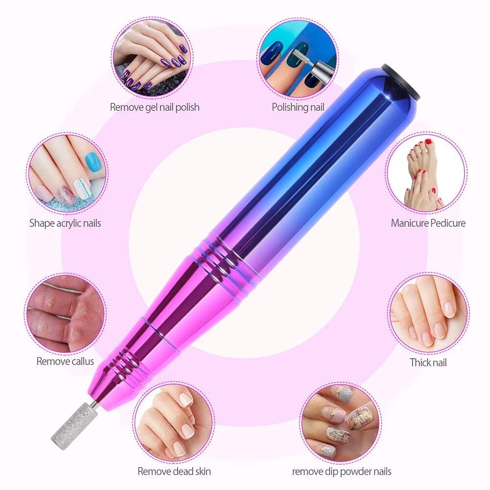 35000RPM Electric Nail Drill Machine Gradient High Speed Nail Sander For Manicure Milling Cutter Set Gel Polish Remover Tools