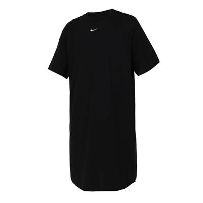 Спортивная одежда Essential Solid Logo Свободное платье с коротким рукавом Женское платье Черное DV7883-010