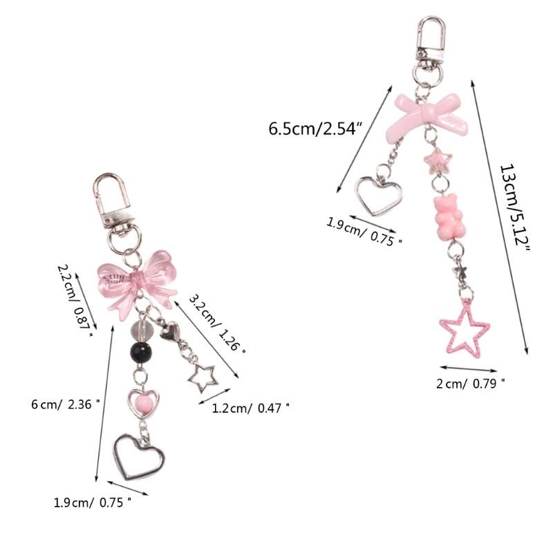 Eye Catching Heart Bear Key Chain Pendant Butterfly Knot Key Rings for Phones