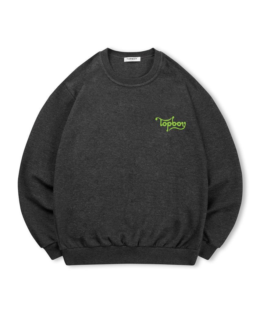 TOPBOY [Non-Fleece Or Fleece] Wave Logo Print Sweatshirt (Type A)