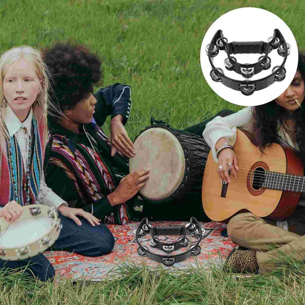 Musical Orff Tambourine Double Layer Hand Ring Tambourine Moon Tambourine Party