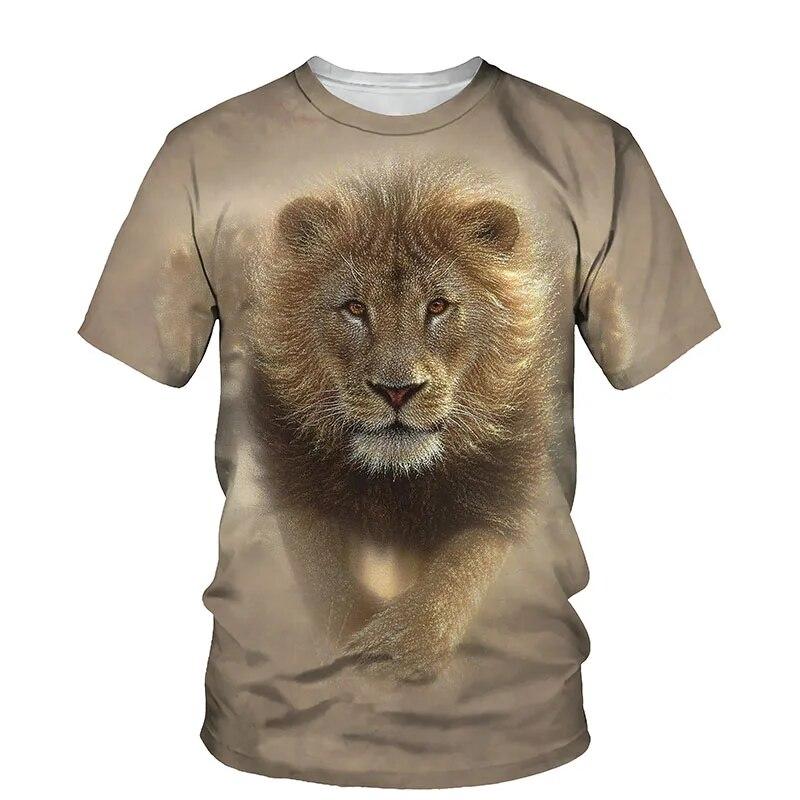 Футболки с рисунком «Царь зверей» и льва для мужчин, летняя модная футболка с животным принтом, повседневная крутая стильная индивидуальная футболка