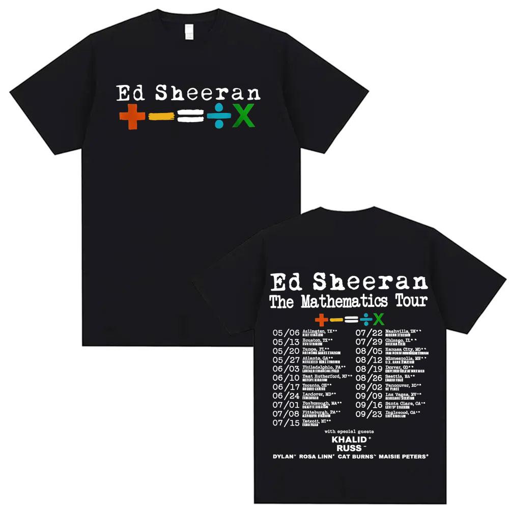 2026 Лето Ed Sheeran Математический Тур Графическая Мужская Женская Харадзюку Ретро 90-х Хип-Хоп 100% Чистый Хлопок Печатная Футболка