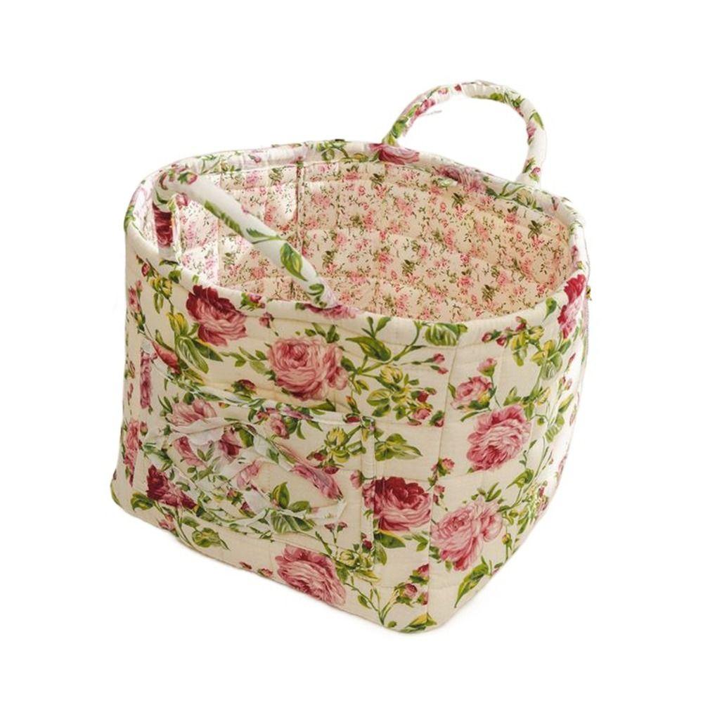 Elegant Pastoral Style Fabric Storage Basket Stackable Foldable Sundries Storage Organizer Washable Picnic Basket for Home