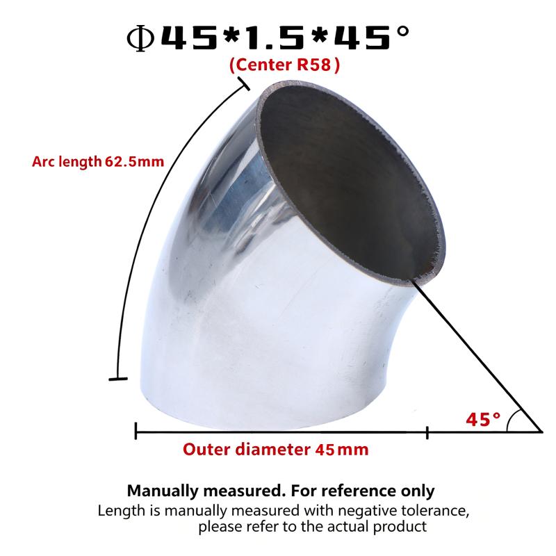 45° Weld Elbow Corrosion Resistant 304 Stainless Steel Butt Weld Pipe Fitting 16-80mm OD for Gas Pipelines