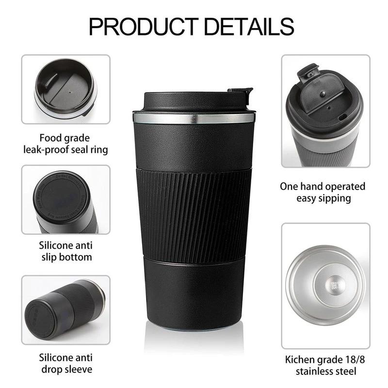 Кофейная чашка из нержавеющей стали, 380 мл, 510 мл, термокружка Garrafa Termica Cafe Copo Termico Caneca, нескользящая изолированная бутылка для путешествий в автомобиле