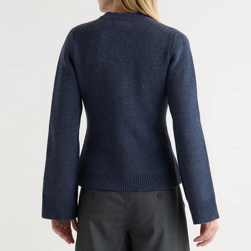 2026 Autumn/Winter Cross-Border Style Knit Cardigan: Single-Breasted, Round Neck, Waist-Cinching Sweater Top
