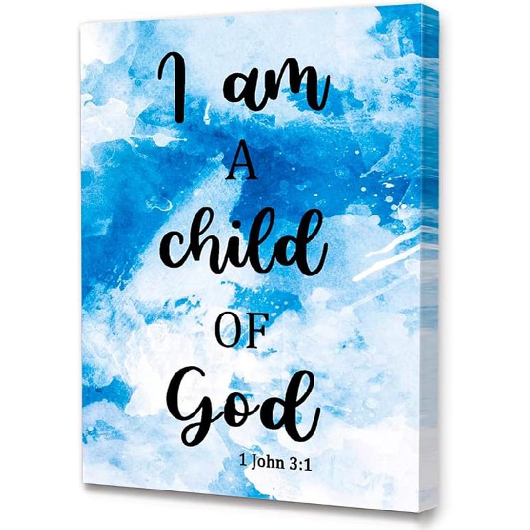 LISTNGBO Bible Verses Canvas for Kids, I Am Child Of God Scripture Wall Art, Christian Religious Wall Decor, Ready to Hang for