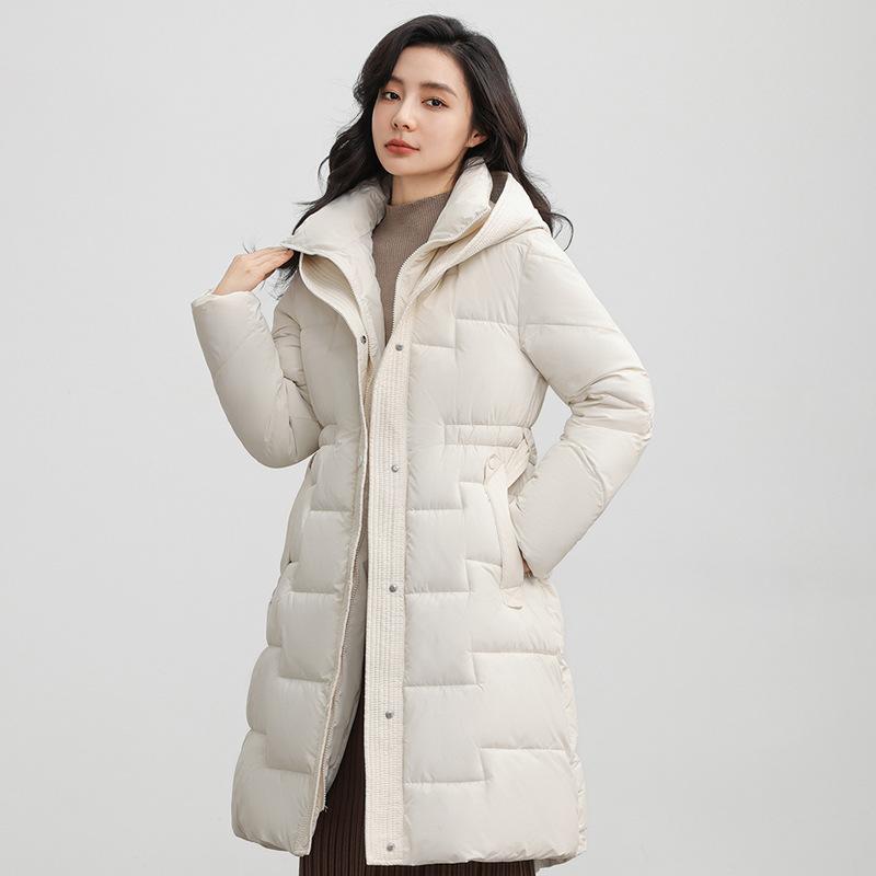 Модная однотонная хлопковая одежда с капюшоном, женская зимняя одежда большого размера, талия мм, тонкое хлопковое пальто