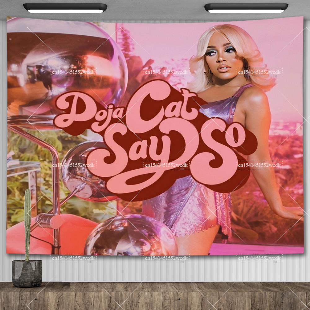 Doja Cat Scarlet Обложка музыкального альбома Плакат Настенный гобелен Хип-хоп Поп Гобелены Эстетическое украшение комнаты Фоновая ткань