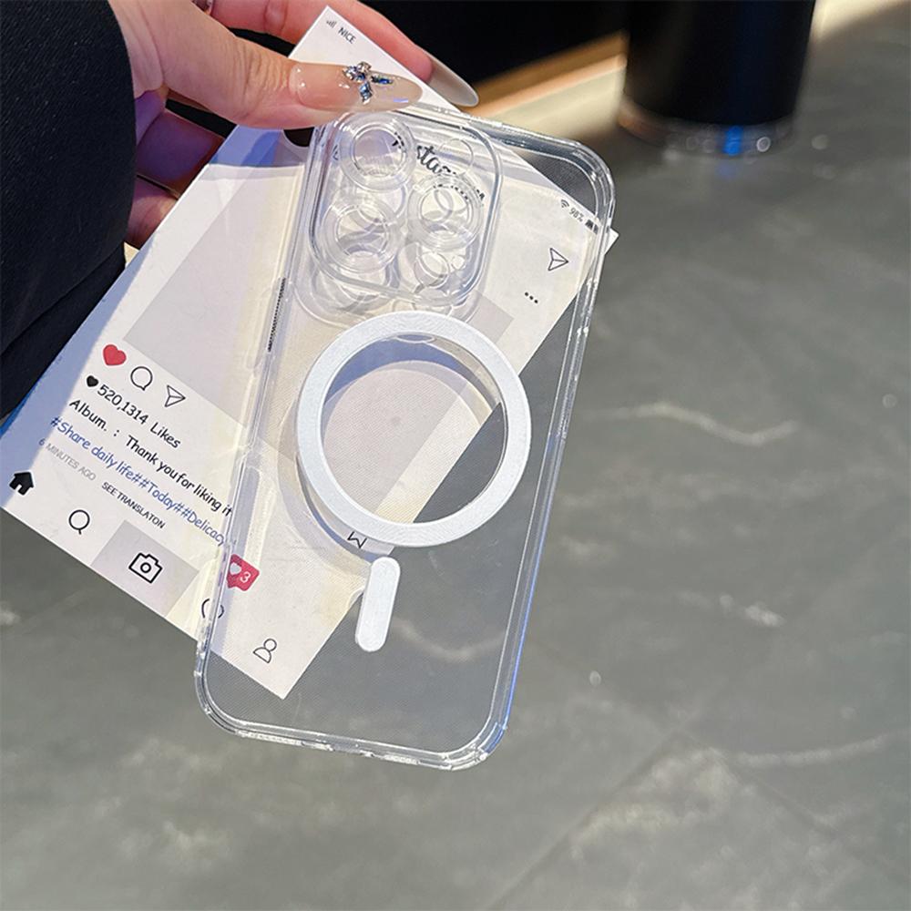 Роскошный магнитный беспроводной зарядный чехол Magsafe для iPhone 16 15 14 13 12 11 Pro XR XS Max 7 8 Plus 13 mini задняя крышка прозрачный чехол