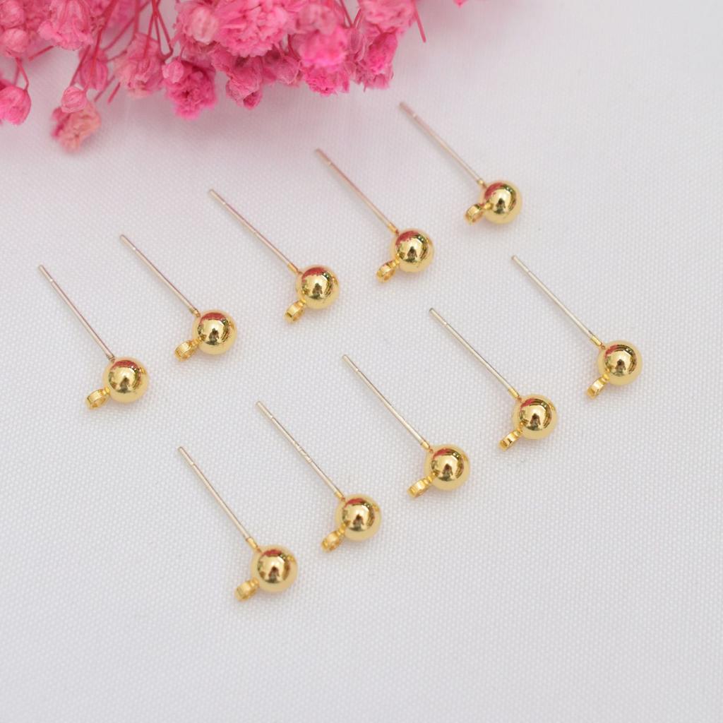 10pcs 18k Gold Bag 925 Silver Needle Doudou Stud Earrings with Hanging Earrings DIY Earrings Accessories Round Ball Stud Earrings Accessories