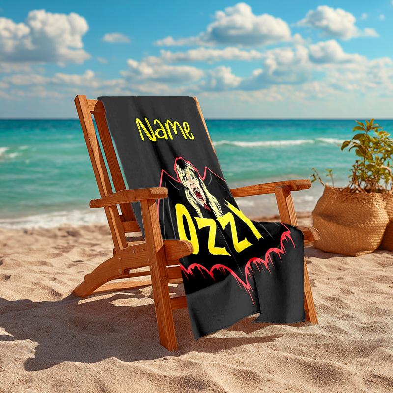 Personalized customized proof beach towel with rock Ozzy Osbourne pattern - soft, absorbent,quick-drying,perfect swimming,camping&bathing