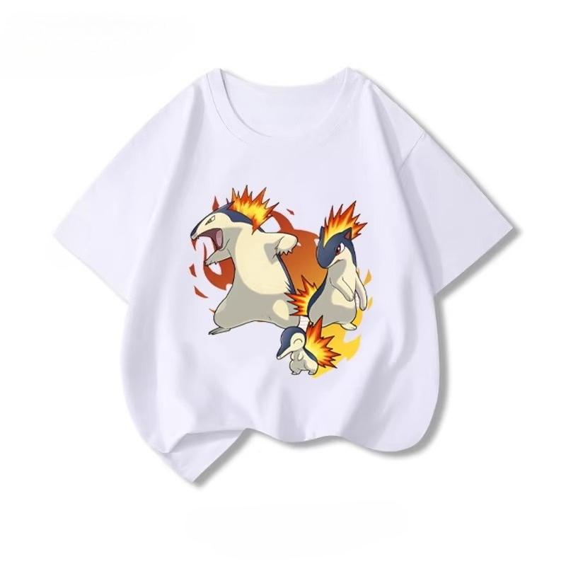 Potdemiel New Summer Style Pure Cotton Childrens TShirts Pikachu Print Unisex Size Comfortable and Breathable
