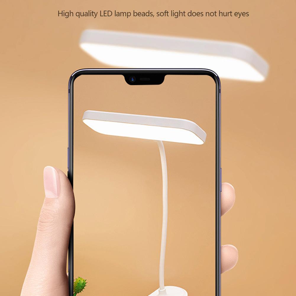 Светодиодная настольная лампа с защитой глаз и зажимом, перезаряжаемая через USB, 360°, гибкая настольная лампа для чтения в спальне, ночник