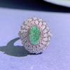 Flower Emerald Diamond Ring 100% Real 925 Sterling Silver Party Wedding Band Rings for Women Men Engagement Jewelry Gift