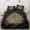 3D Printed  Black Bedding Set Pillowcase King Queen Full Single Bed Gold Design Duvet Cover Set for Teens Women Luxury Gift