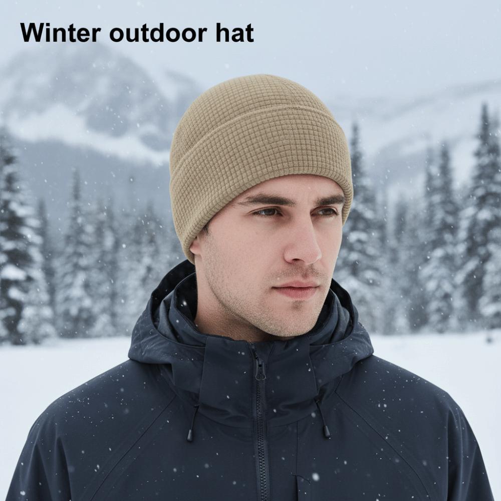 Polar Fleece Winter Running Hats Solid Color Outdoor Warm Hat Running Winter Sport Cap Unisex