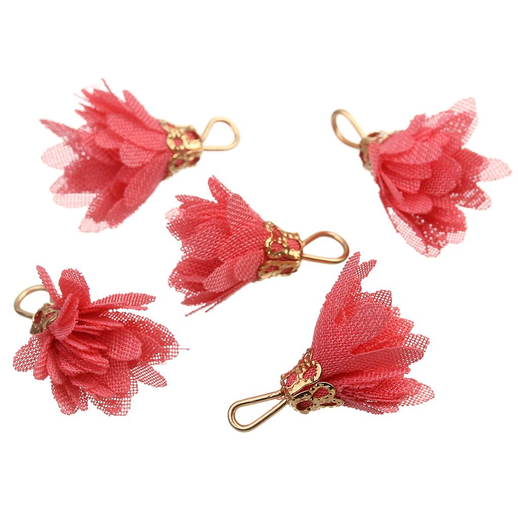 20Pcs/Lot 20mm Earring Pendant Chiffon Colorful Flower Shape Pendant Diy Jewelry Accessories For Women Sweet Earrings Production