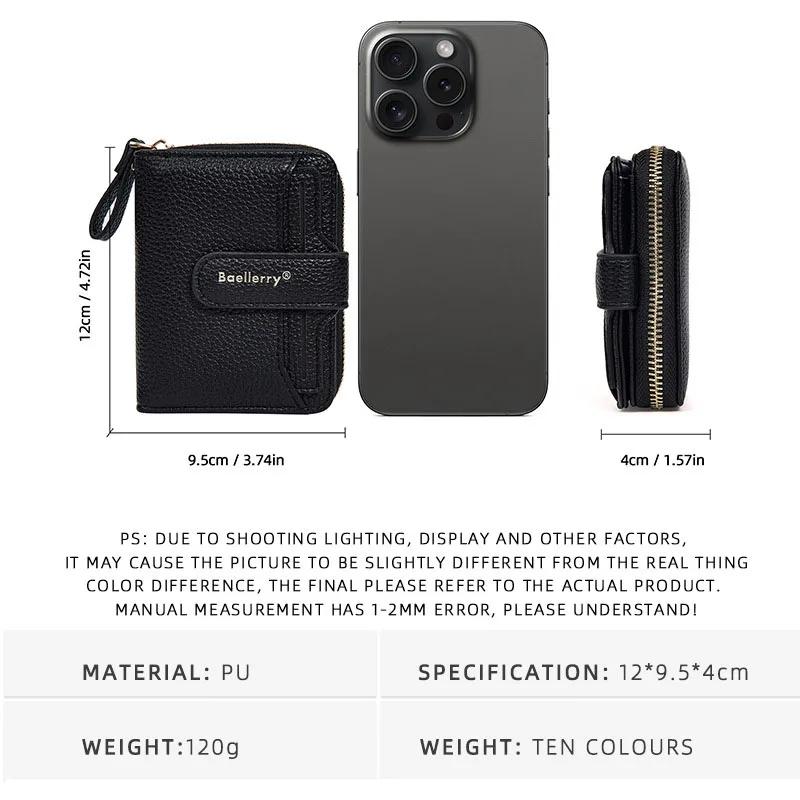 Женские кошельки с узором личи, на молнии и застежке, Высококачественная ПУ кожаная сумочка, Однотонный короткий маленький кошелек, Для женщин, Многослотовый для карт