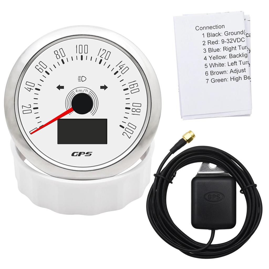 85MM GPS Speedometer 0-200KMH With GPS Antenna 7 Colors Backlight Digital LED Odometer Gauge for 12V24V Car Boat Marine