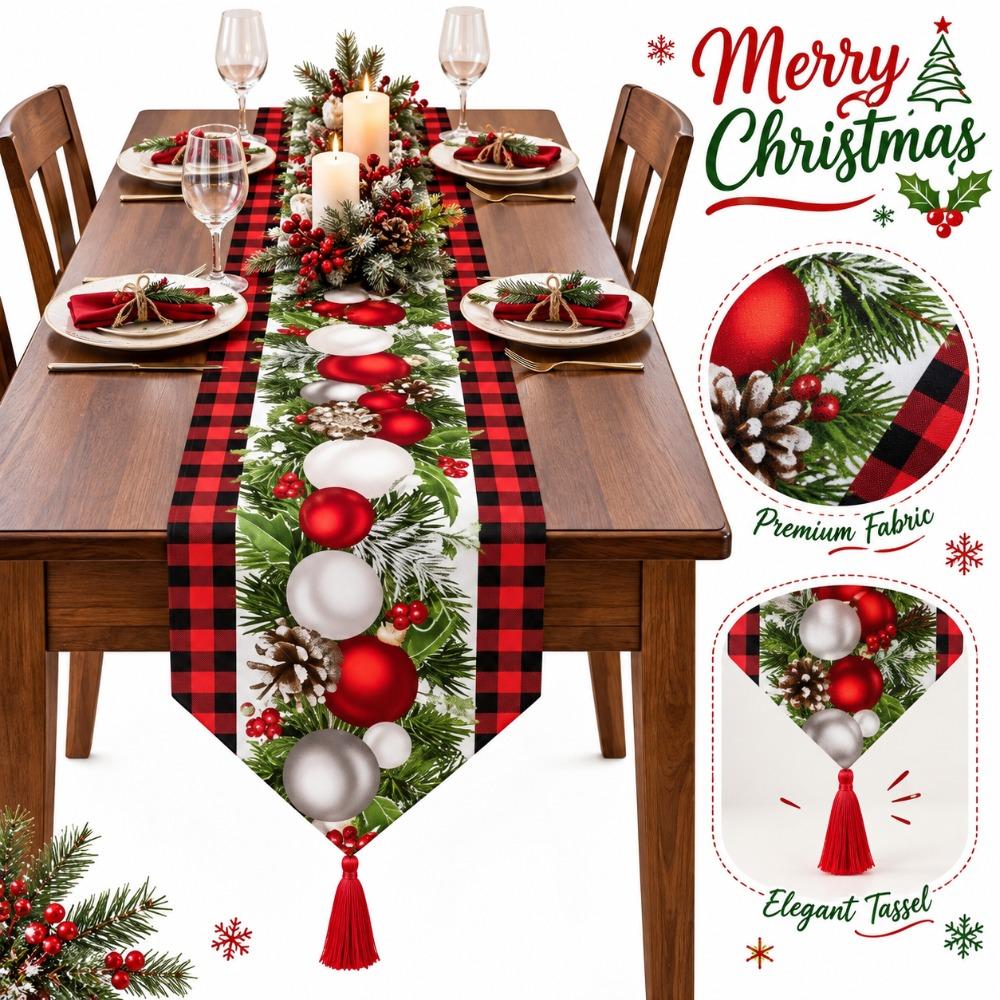 Elk Christmas Table Runner Santa Claus Merry Christmas Decorations Christmas Party