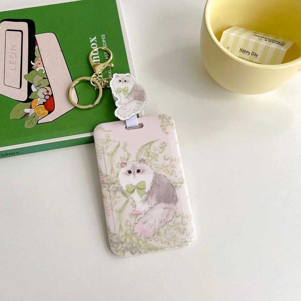 1 шт. Милый мультяшный аниме-котенок Kpop держатель для фотокарточки брелок милый студенческий билет автобусная карта выдвижной значок катушка