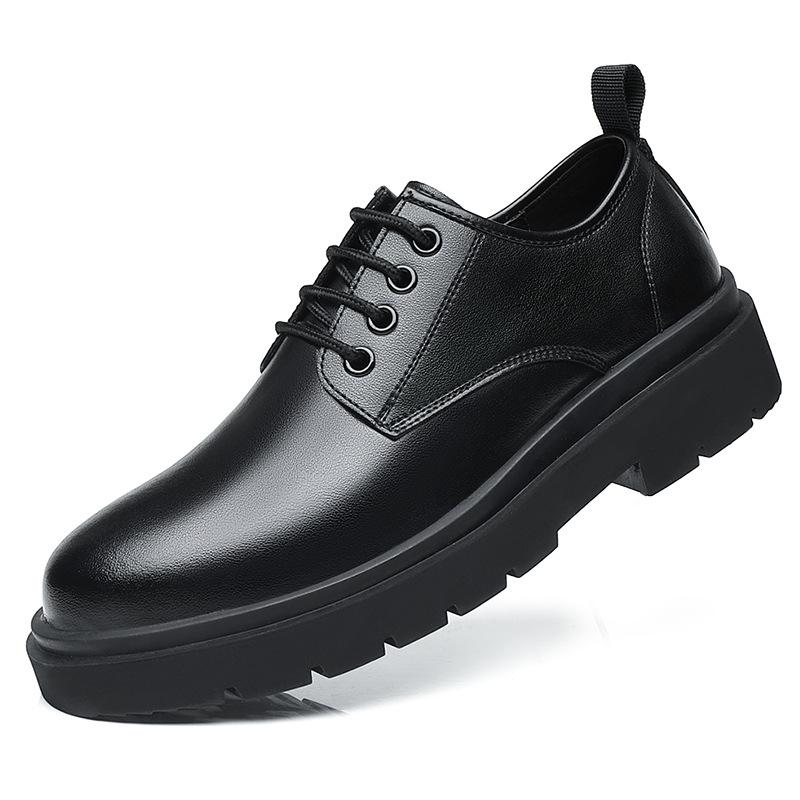 Leather shoes men's low-top green British style casual big-headed leather shoes working men's wedding groom shoes