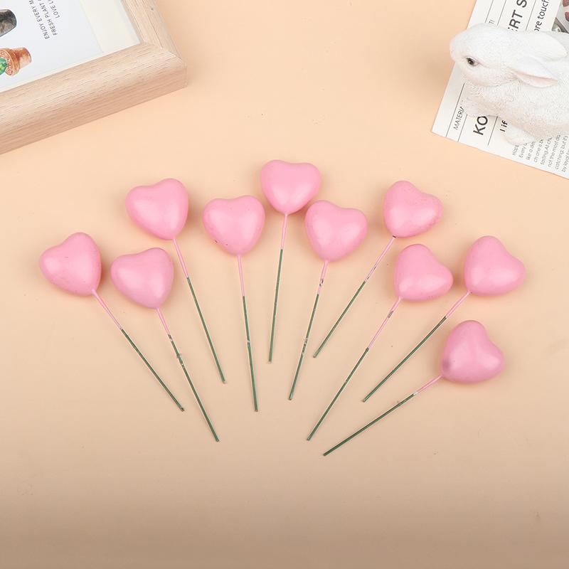 10Pcs 3D Heart Shape Cake Topper Gold Silver Pink Blue Ball Happy Birthday Diy Cupcake Flag Christmas Wedding Party Decoration