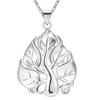 Women Wedding Necklace Beautiful Fashion Elegant 925 Stamp Silver Charm Leaf Tree Chain Necklace Jewelry Ln047