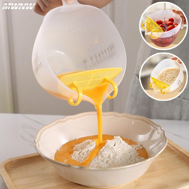 Egg Liquid Baking Filter Measuring Graduated Cup Multi-functional Cleaning Vegetable Fruit Rice Beans Kitchen Tools
