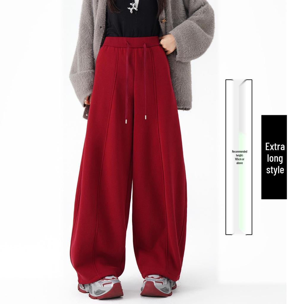 Spring 2026 High-Waisted Wide-Leg Pants - Slimming Loose Straight Casual Two-Wear Floor-Length for Women