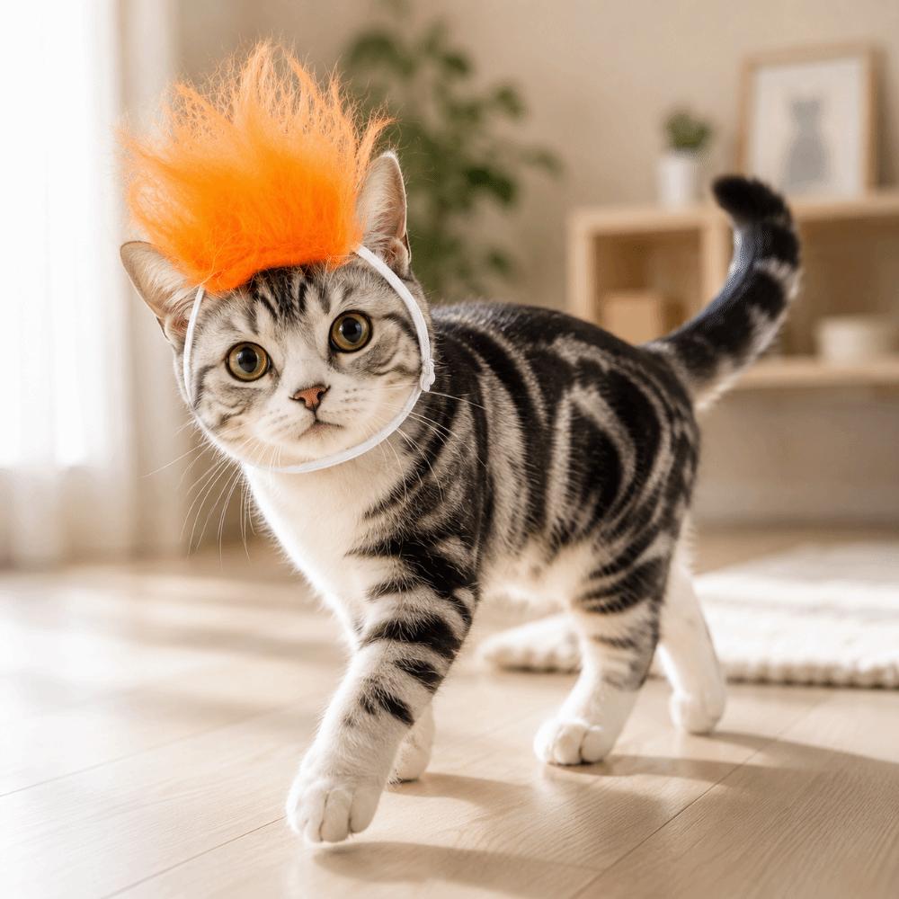 Модная Регулируемая Эластичная Парика для Кошки Новинка Привлекающая Внимание Шляпа для Косплея Питомца Милая Кошка Забавные Аксессуары Праздник