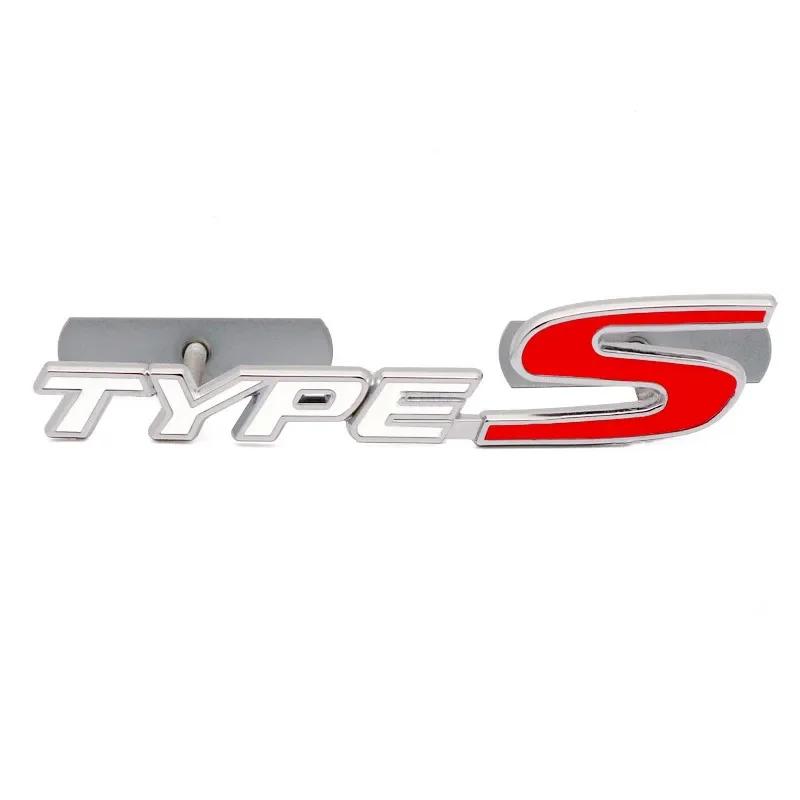 1Pc 3D Metal Type S Front Grill Car Emblem Rear Trunk Badge Sticker Decal For Civic Types CRV HRV Accord Fit Accessories