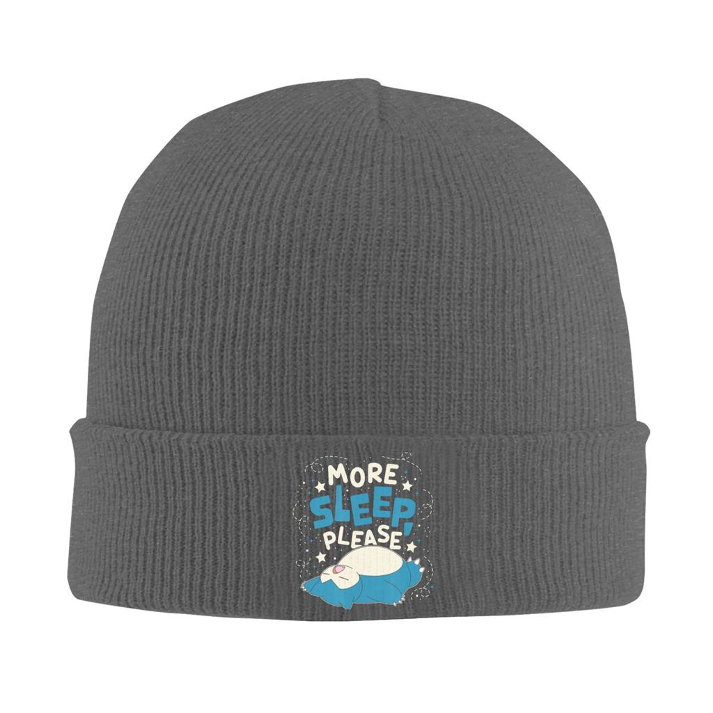PPokemon Snorlax More Sleep Please Knitted Caps for Women Unisex Beanies Autumn Winter Hats Acrylic Warm Cap