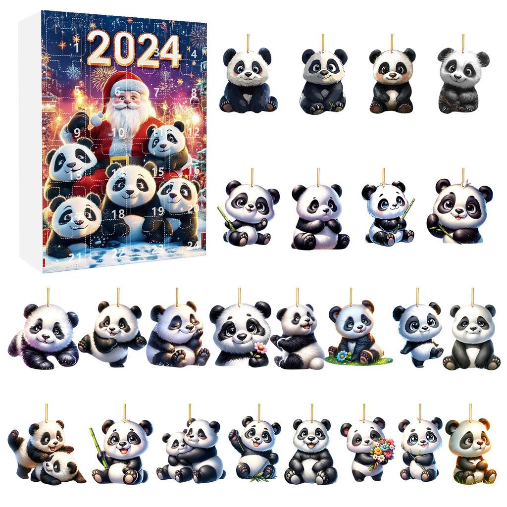 Panda Holiday Countdown Calendar Featuring 24 Acrylic Backpack Charms For Christmas Celebration