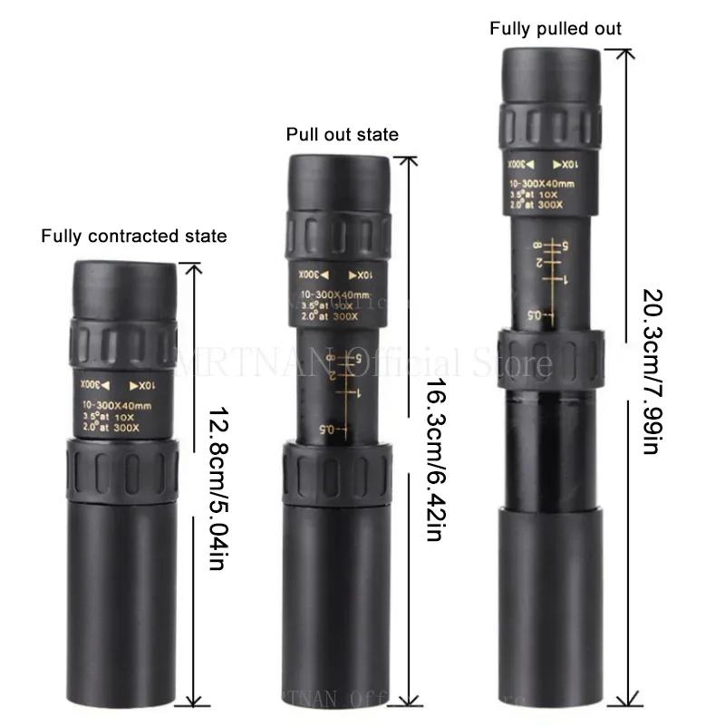 Монокулярный телескоп HD 10-300x40 с зумом дальнего действия для охоты, кемпинга, туризма на открытом воздухе. Компактный монокуляр высокой мощности для взрослых и детей
