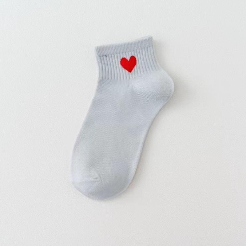 5 пар носков, короткие хлопковые носки Harajuku, новинка, носки с рисунком в виде сердечек, милые однотонные носки в стиле хип-хоп, черно-белые носки Sokken
