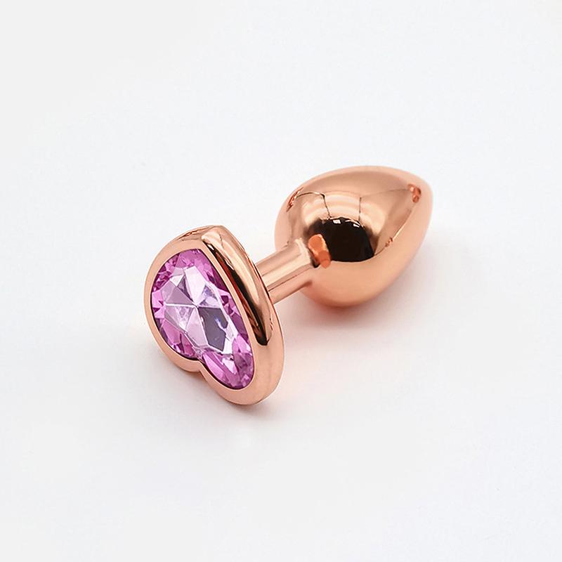 Rose Gold Heart Shape Crystal Metal Anal Beads Butt Plug Prostate Massager Stimulator Adult Gay Products Sex Toy For Female Male