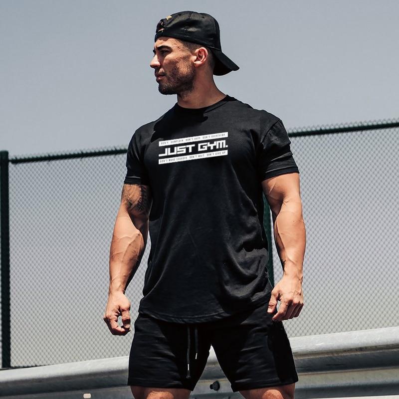 Брендовая мужская облегающая футболка Do The Work с буквенным принтом для бодибилдинга и фитнеса с круглым вырезом, модная дышащая футболка с короткими рукавами для тренировок
