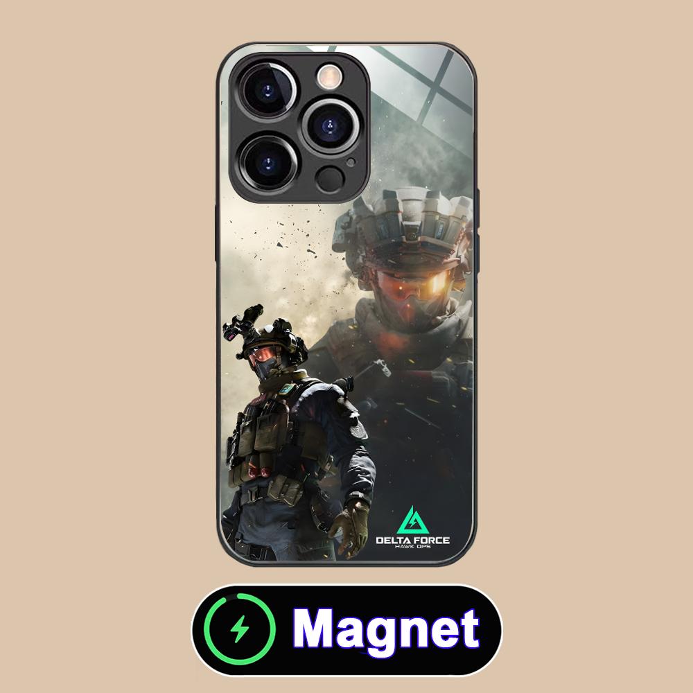 Game Delta Force Glass MagSafe Mobile Phone Case for iPhone 17 16 15 14 13 12 11 Air Pro Max Plus Mini Colorful Cover