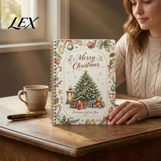 Unique Gift for Co-workers Christmas Card Book, DIY Spiral-Bound Merry College Survival Personalized Greeting Book Kit, 10-Page Students Graduation
