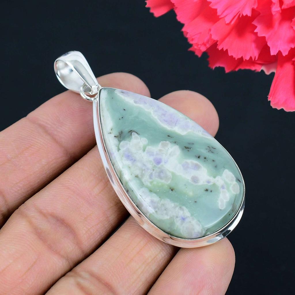 Подвеска из драгоценного камня Ocean Jasper, твердая подвеска из стерлингового серебра 925 пробы, ювелирный подарок для унисекс