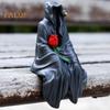 Halloween Grim Reaper Figurine Spooky Black Robe Death Ghost Resin Statue Sculpture Indoor Home Office Desktop Decoration Ornament Festival Gift
