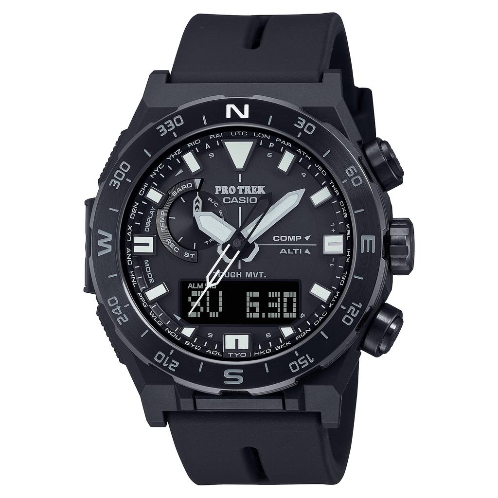 Casio Мужские цифровые кварцевые часы с будильником, водонепроницаемые до 100 м, из нержавеющей стали PRW-6800Y-1